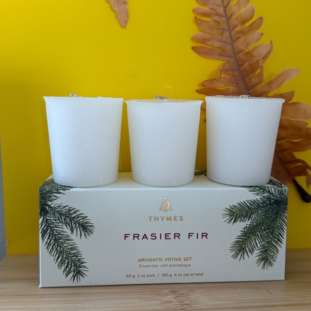 Thymes Frasier Fir Votive Candle Set of 3 - Scented Candles (Pack of 3-2 Oz) - Picture 4 of 6